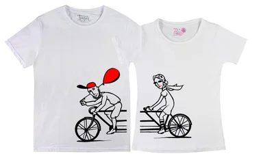 Прикольные футболки: парные - велосипед